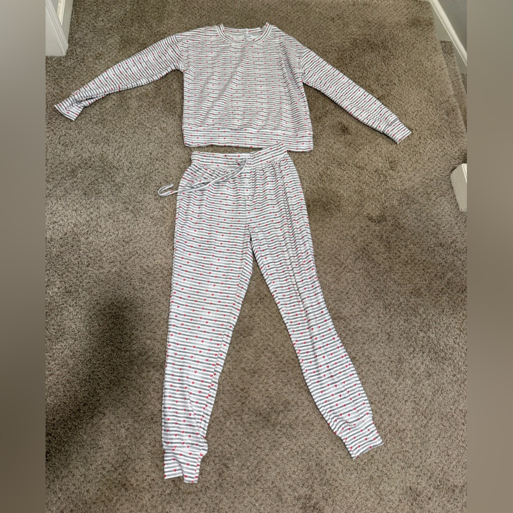 Splendid Striped Valentines Pajama Set - White and Red